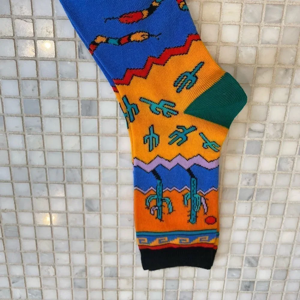 Colorful Southwest Cactus Desert Snake Socks